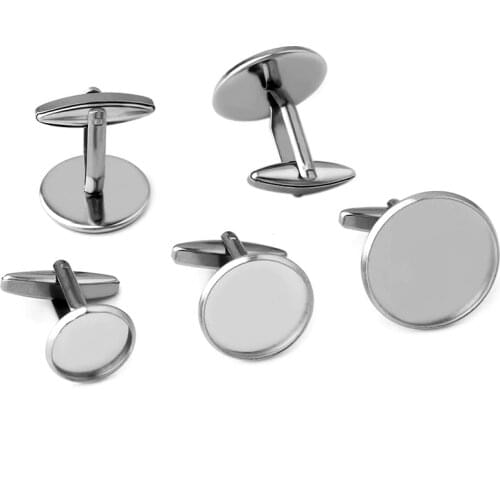 6pcs (No Fading) Stainless Steel Cufflinks Cabochon Blank Base Fit 12/14/16/18/20mm Jewelry Making Accessories Wholesale