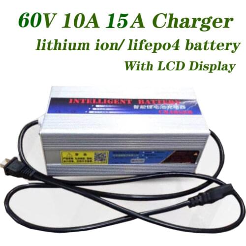 60V 10A 15A 16S 17S 71.4V Li-ion 20S 73V Lifepo4 Curren Adjust Charger LCD Display Lithium Ion Lipo Battery Fast Charge ebike