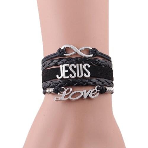 Infinity JESUS women bracelet stacks charm religious faith leather wrap men bracelets bangles for women men jewelry accessories