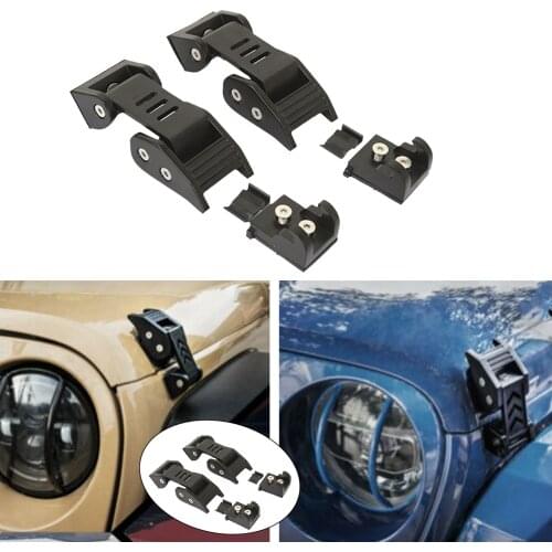 1 Pair Black Aluminum Hood Latch Locking Catch Buckle Brackets for Jeep Wrangler JK JL Unlimited 2007-2018 w/Accessories
