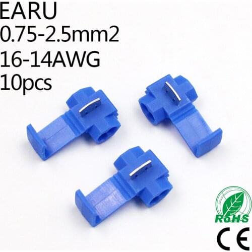 10PCS Blue 1.5-2.5mm2 16-14 AWG Scotch Lock T Type Wire Electrical Cable Connectors Quick Splice Terminals Crimp