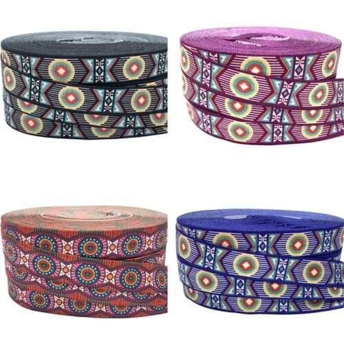 10Yards 16mm Diamond Round Print Geometry Fold oever Elastic bands for Handmade Craft headband Hair ties Hair Accessory