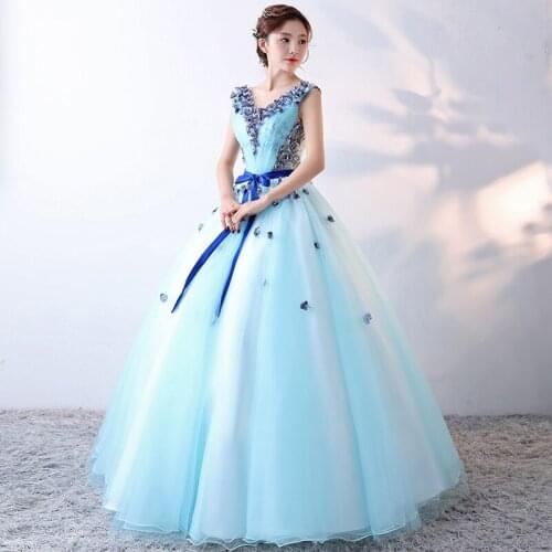 100%real carnival 3d flower light blue court medieval dress renaissance Gown queen Victorian /Marie/ Belle Ball/ball gown