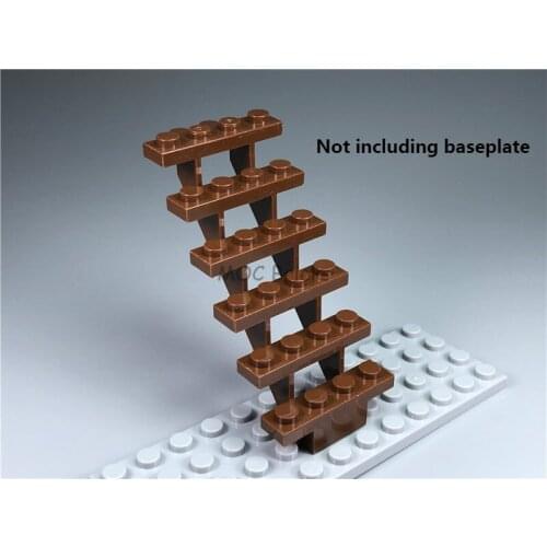 20pcs/lot MOC Bricks Reddish Brown Stairs 7 x 4 x 6 Straight Open fit with 30134 Building blocks toys for children Xmas Gifts