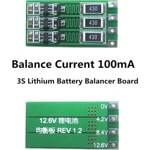3S 100mA Lithium Battery Balancer Board 18650 Li-ion Battery Balancing Board Balance Current 1.1V 12.6V