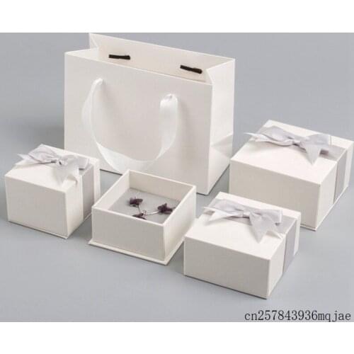 30 Pcs Paper Jewelry Boxes Jewelry Gift Packaging Ring Box for Earring Necklace Gift Boxes White Paper