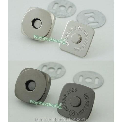 50 sets 3/4'' Square Magnetic Snap 18mm Purse Button Bag closure Clasp Nickle Black