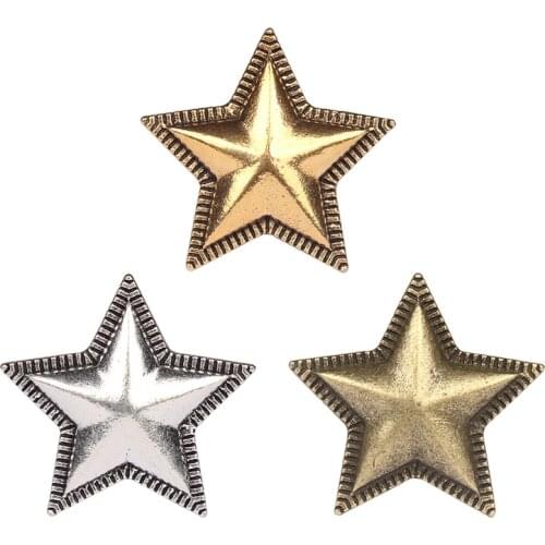 3pcs/lot 28MM Retro Zinc Alloy Golden//Bronze CONCHO Stars Pentagram Decorative Buttons Charms For DIY Accessories