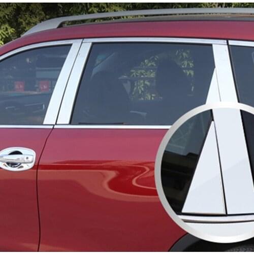 For Nissan Rogue X-Trail 2014 2015 6pcs Window Center Pillar Posts Covers Trim Protection Decoration Stainless steel