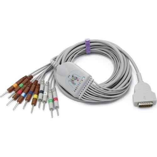 ECG Cable One Piece 10 Lead Wires DB15 Plug Din 3.0 AHA Standard for GE Marquette EKG Machine