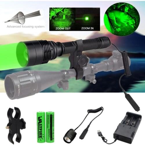 10000 lumens T6 Super Bright Weapon Light Tactical airsoft armas Hunting Flashlight+Rifle Scope Mount+18650+USB Charger+Switch