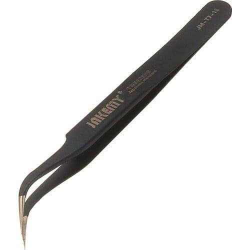 JM-T7-15 Stainless Steel DIY Electronic Curved End Tweezer Forceps Maintenance Tools