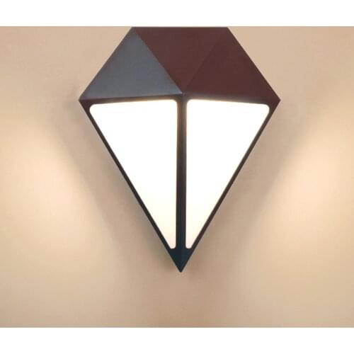 Creative Diamond LED Wall Lamp Aluminum Outdoor Waterproof Light Villa Courtyard Pillar Lamp AC85V-260V 12W Black