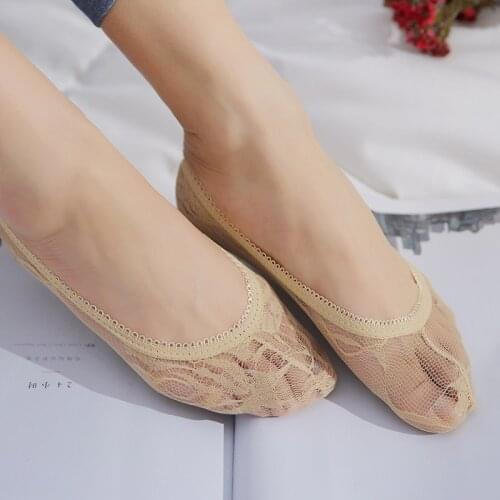 Summer ladies thin lace boat socks cool and breathable invisible hose