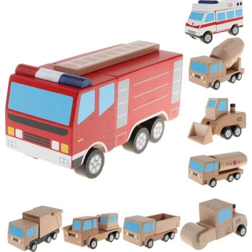Magnetic Wooden Toy Car Truck Vehicle Model Early Learning Educational Toys Birthday Gift for Baby Children Kids Toddler