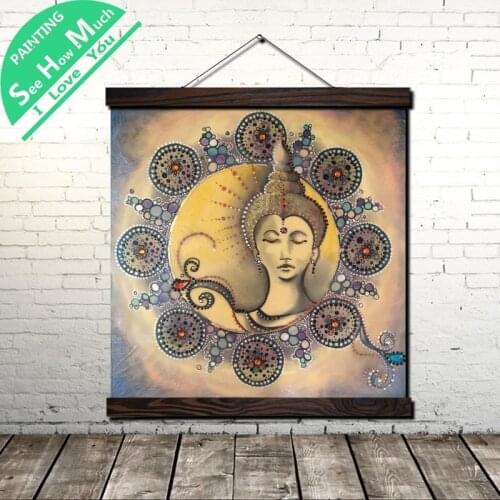 Mandala Buddha Ancient Scroll Painting Canvas Vintage Poster and Prints Wall Art Picture Living Room Farmhouse Decoration