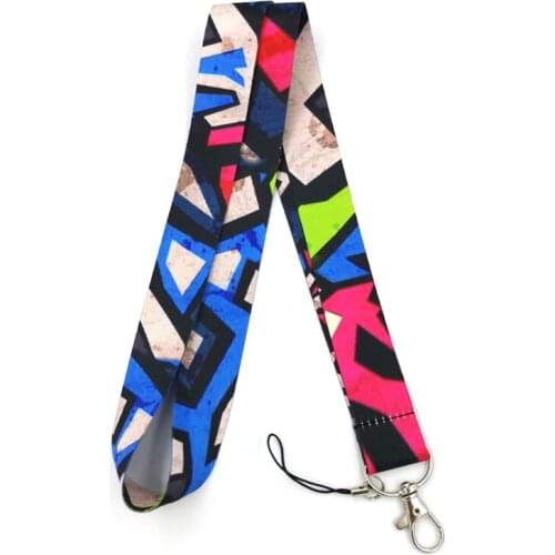 Geometric pattern Fashion simple keychain mobile phone neck lanyard key ID card mobile phone USB key lanyard