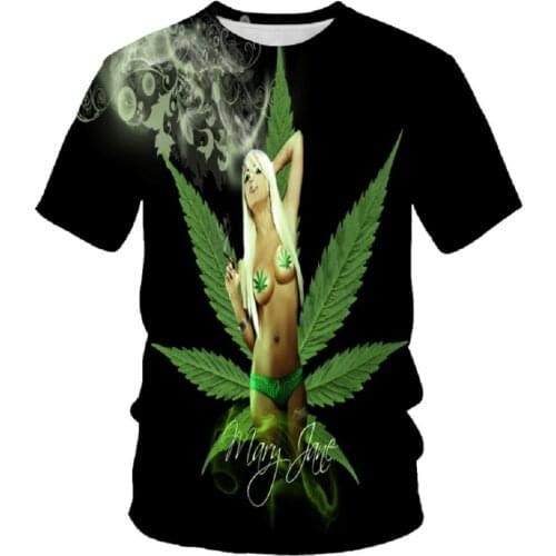 This summer new style mens hot-selling T-shirt fashion short-sleeved beauty bamboo leaf pattern round neck couple T-shirt