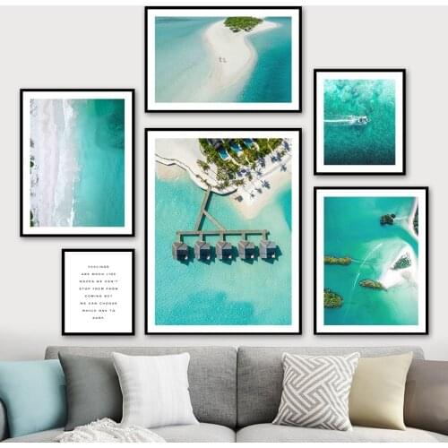 Tropical Sea Beach Palm Boat Island Relax Wall Art Canvas Painting Nordic Posters And Prints Wall Pictures For Living Room Decor