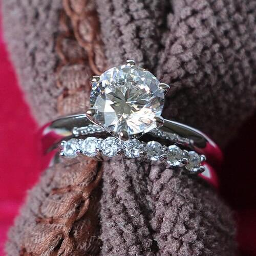 Solid 14K White Gold 1.7CT Test Positive Moissanite Engagement Ring With Excellent Band Ring Lady Birthday Jewelry Gift