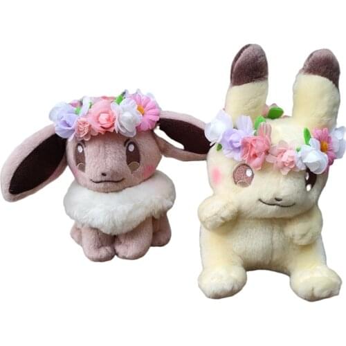 Authentic Limited Pokemon Game Cartoon Pikachu&Eievuis Easter Eevee Stuffed Plush Toy Dolls A Christmas Present For Children