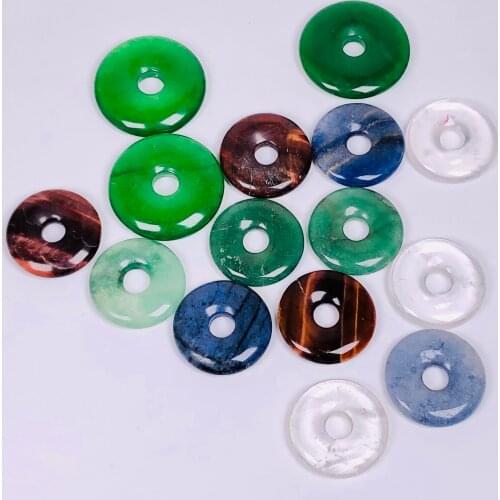 Natural Semi-Precious Stone Necklace Pendants Hole Peace Buckle