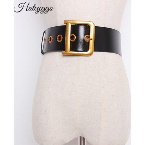 HATCYGGO Fashion Belts for Women Square Pin Buckle Belt Female Genuine Leather Strap Women Waistband for Dress Jeans Girls Gift