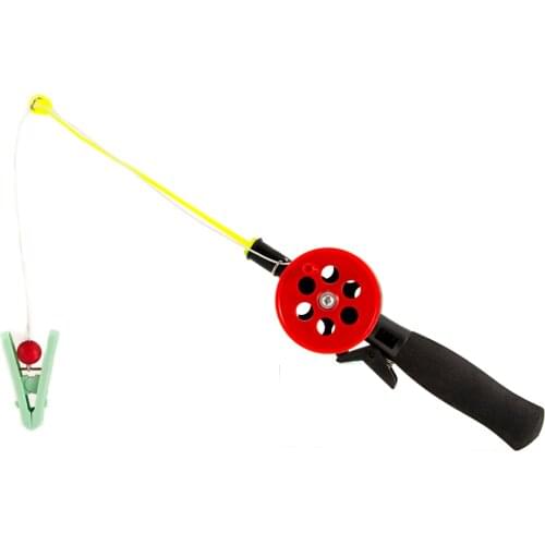 Shrimp and crab fishing rod fishing tackle rod with clip 34cm portable winter outdoor ice outdoor fishing portable accessories