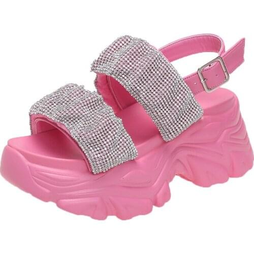 Platform Sandals Women Round Toe High Heel Summer Sandal Female 2021 New Fashion Thick Sole House Shoes Woman Open Toe Home Shoe