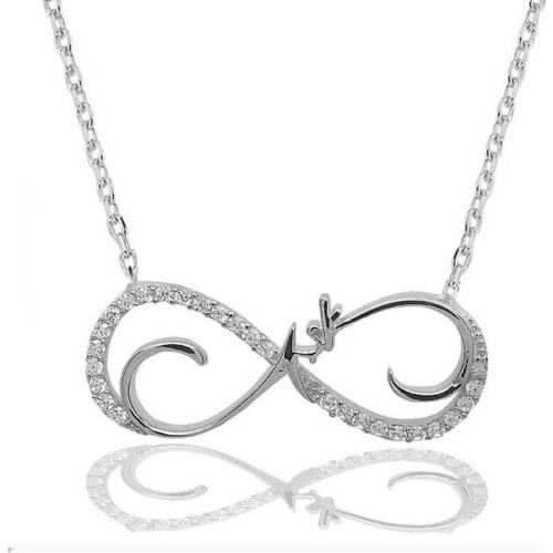 Silver Love Printed Lady Necklace