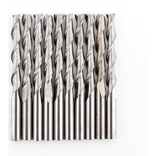 10Pcs 1/8'' 3.175 mm 12mm Double/Two Flute Carbide Spiral CNC Router Bit tool
