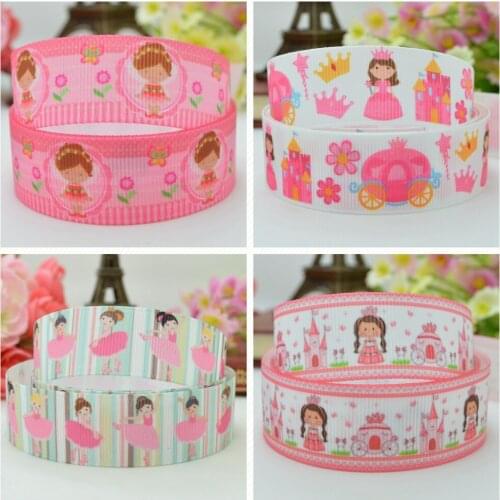 SUPWRF 16 22mm 38 50 75mm Pretty girlcastle Printed grosgrain ribbon hair bow DIY hair accessories decoration 50 Yards B0929