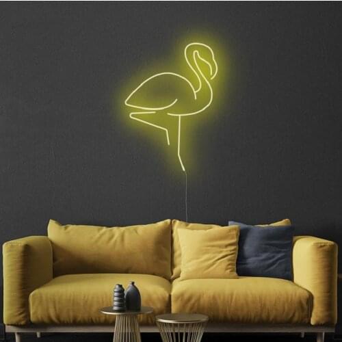 Custom Flamingo Led Flex Transparent Acrylic Neon Sign Light Wall Hanging Decoration for Bar Home Room Bedroom