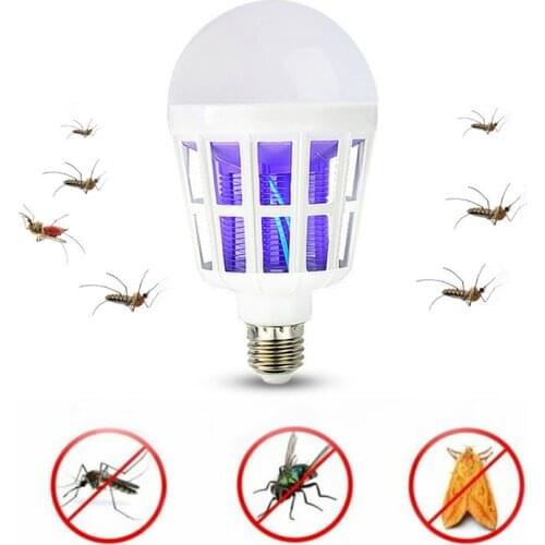 Mosquito Killer Lamp LED Bulb Electric Bug Zapper Anti Fly Trap Thermacell Mosquito Lamp with Home Lighting White 9W Night Light