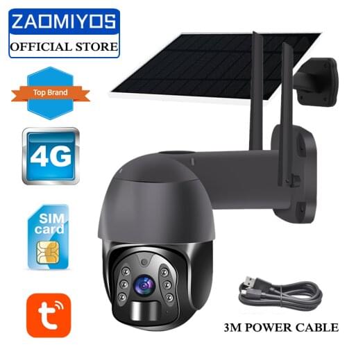 4G/WIFI Solar CCTV Camera Outdoor 3MP 1080P With SIM Card Slot PTZ Security IP Camera 19200mah Rechargeable Battery Tuya APP