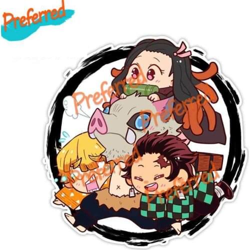 High Quality Demon Slayer Clipart Cartoon Funny Car Stickers Scratch-Proof Vinyl Car Wrap Auto JDM RV VAN Car Decal