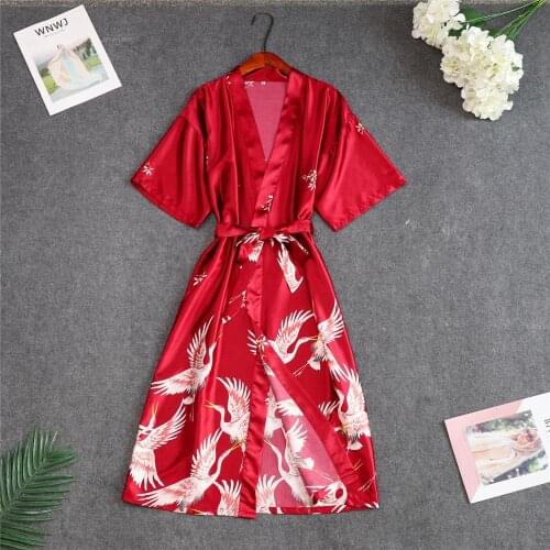 Women Nightwear Rayon Robe Printed Animals Home Clothes Intimate Lingerie Casual Kimono Bath Gown Lady Sexy Night Dress
