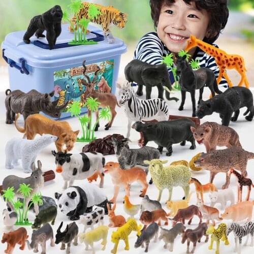 Animal World Zoo Animal Model Figure Action Toy Set Cartoon Simulation Animal Lovely Plastics Educational Toy For Kids Children