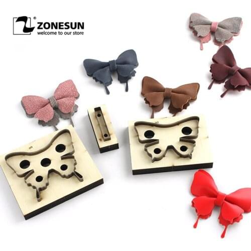 ZONESUN Leather craft Butterfly shape Die Japan steel blade Art Template Cutting mould handmade Punching Tools 3 Pcs / Set