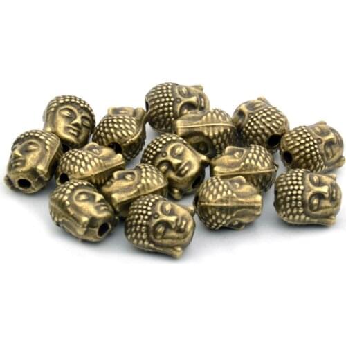 10mm 10Pcs/lot Vintage Bronze/Gold/Silver Buddha Head Bead Tibetan Silver Spacer Beads for Bracelet Jewelry Making