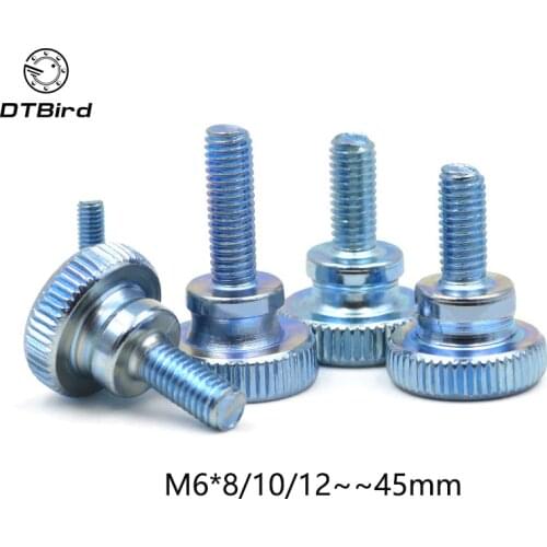 10pcs GB834 M6 M6*(8/10/12~45) MM Carbon Steel thumb screw with collar round head with knurling manual adjustment screws bolt