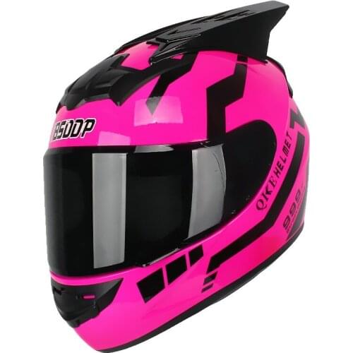 2PCS Horns Full Face Motorcycle Cool Helmet Personality Design Anti Fogging Visor Flip Up Motorcycle Helmet Crash