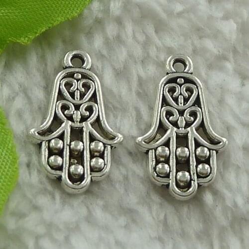220 pieces antique silver hand charms 23x14mm #3606