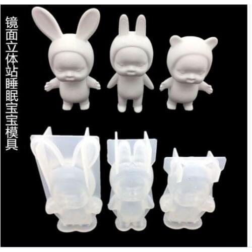 3D Crystal Epoxy Mirror stereo station sleep/demon baby mold silicone aromatherapy plaster mould