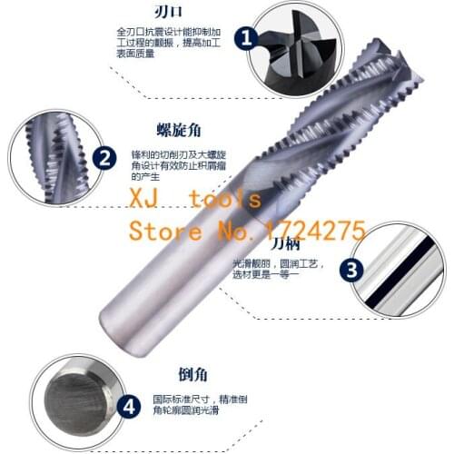 4 Flutes Milling tools Roughing End Mill cutter Rough cutter CNC router bits,3MM/4MM/6MM/8MM/10MM/12MM