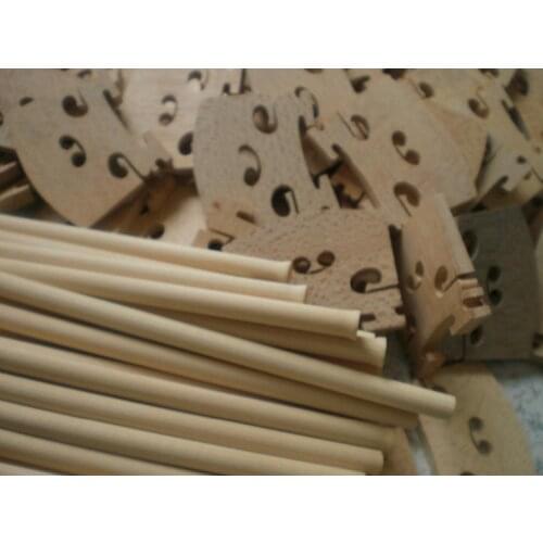 4 PCs Quality Violin Bridge 4/4 & 8 PCs Violin sound post 6.2mm*13cm