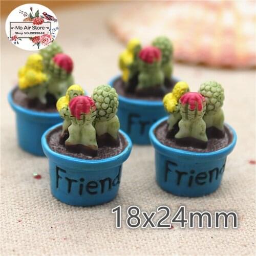 5pcs/lot 3D resin cabochons accessories cactus bonsai microlandschaft 18x24mm