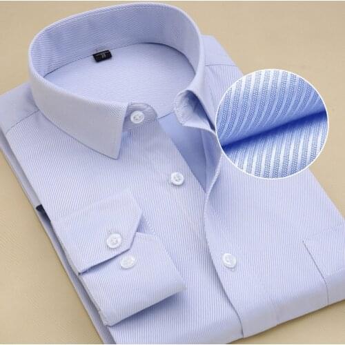 Recommend 8xl twill /solid plain long sleeve business men dress shirts with pocket work plus size quality well fit male blouses
