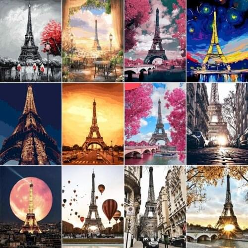 Scenery Acrylic Paint By Numbers Set Oil Painting For Adults DIY Kits Canvas Frame Picture Drawing Coloring By Numbers Decor Art