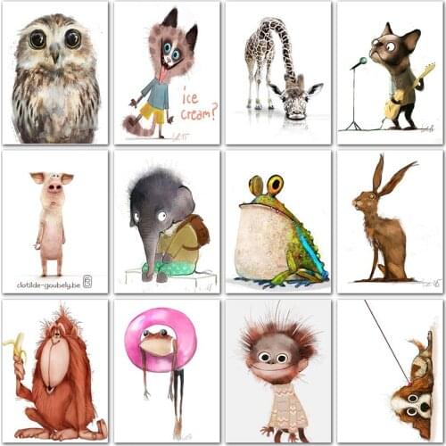 5D DIY Diamond painting lovely animals dog owl pig monkey Full Square Diamond embroidery Cross stitch Full Round Diamond mosaic